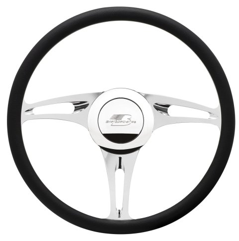 Billet Specialties Half-Wrap Steering Wheels 34322 Wheel, STEALTH, Half-Wrap, 15.5 in. Diameter, 2 in. Dish, Polished Aluminum, 9 Bolt, Each