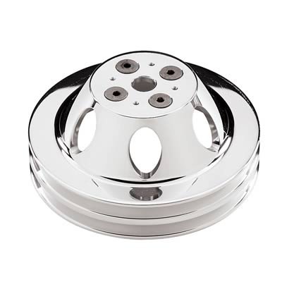 Billet Specialties Water Pump Pulleys 82220 Pulley, V-Belt, 2-Groove, Aluminum, Polished, Chevy, Big Block, Short Pump, Each