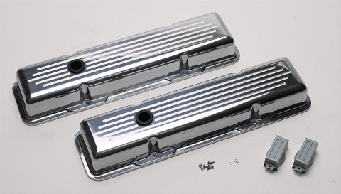 Billet Specialties Diecast Aluminum Valve Covers 95120 Covers, Stock Height, Aluminum, Polished, Ball-Milled, Chevy, Small Block, Pair