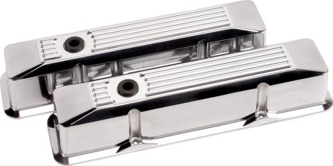 Billet Specialties Diecast Aluminum Valve Covers 95620 Covers, Tall, Aluminum, Polished, Ribbed, Chevy, Small Block, Pair