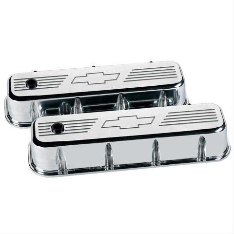 Billet Specialties Diecast Aluminum Valve Covers 96121 Covers, Tall, Aluminum, Polished, Bowtie Emblem, Chevy, Big Block, Pair