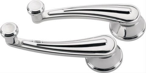 Billet Specialties Window Cranks 46528 Cranks, Door Window, Aluminum, Polished, 1/2 in. Round Spline, Pair
