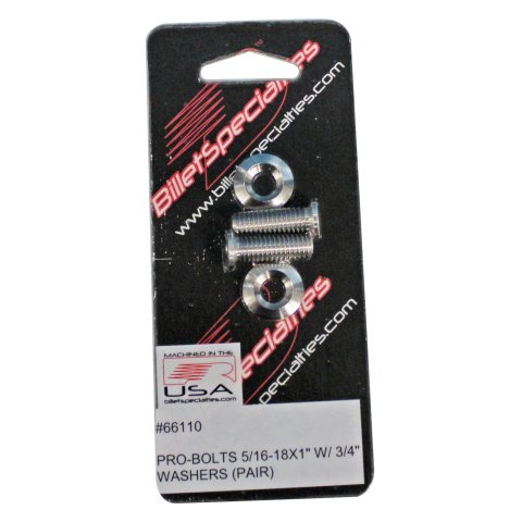 Billet Specialties Pro-Bolts 66110 Fender Bolts, 5/16 in.-18 RH Thread, 3/4 in. Washer Diameter, Stainless Steel, Natural, Pair