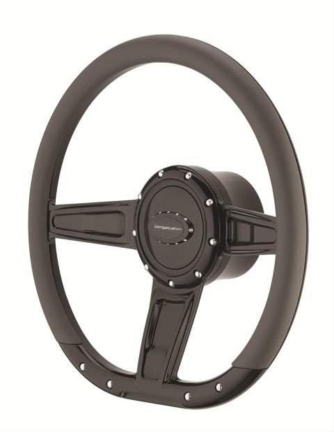 Billet Specialties Half-Wrap Steering Wheels BLK29402 Wheel, Half-Wrap, Camber, Aluminum, Black Anodized, 3-Spoke, 14 in. Diameter, 9-Bolt Mount, Each