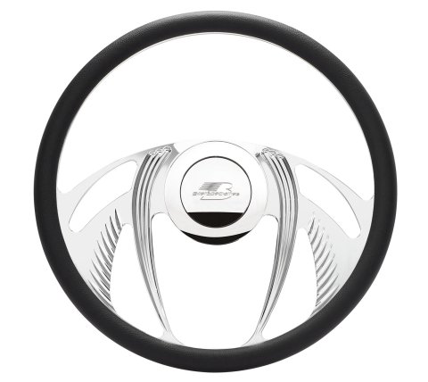 Billet Specialties Half-Wrap Steering Wheels 34055 Wheel, PSYCHO, Half-Wrap, 15.5 in. Diameter, 2 in. Dish, Polished Aluminum, 9 Bolt, Each