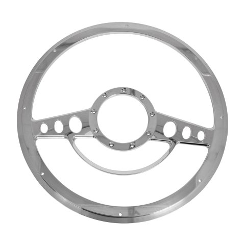 Billet Specialties Half-Wrap Steering Wheels 30725 Wheel, Half-Wrap, Classic, Aluminum, Polished, 2-Spoke, 14 in. Diameter, 9-Bolt Mount, Each