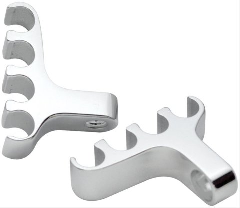 Billet Specialties Plug Wire Separators 69704 Ignition Separators, Vertical, Clip-in, Aluminum, Polished, Four Wires Per Separator Capacity, Pair