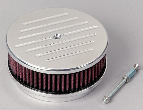 Billet Specialties Air Cleaners 15120 Filter Assembly, 6 3/8 in. Diameter, Round, Aluminum, Polished, Ball-Milled Design, 2 in. Filter, Each