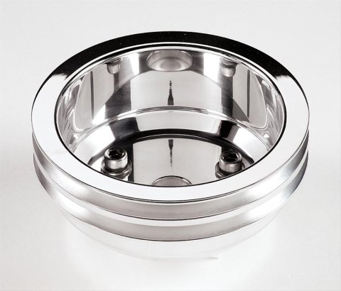 Billet Specialties Crankshaft Pulleys 78220 Pulley, V-Belt, 2-Groove, Aluminum, Polished, Chevy, Small Block, 5.0/5.4/5.7/6.6L, Each