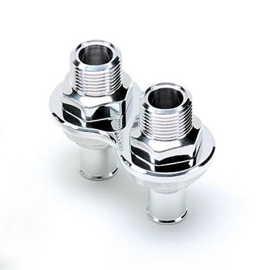 Billet Specialties Heat and Air Conditioning Bulkheads 66825 Firewall Bulkhead, 2-Port, Inline, #10, #10, Aluminum, Polished, Each