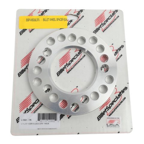 Billet Specialties 0.375 inch Wheel Spacers WSG5L375 Spacer, Aluminum, in. Thick, 5-Lug, Each
