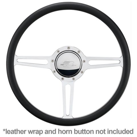 Billet Specialties Half-Wrap Steering Wheels 34137 Wheel, Half-Wrap, Split Spoke, Aluminum, Polished, 3-Spoke, 15.50 in. Diameter, 9-Bolt Mount, Each