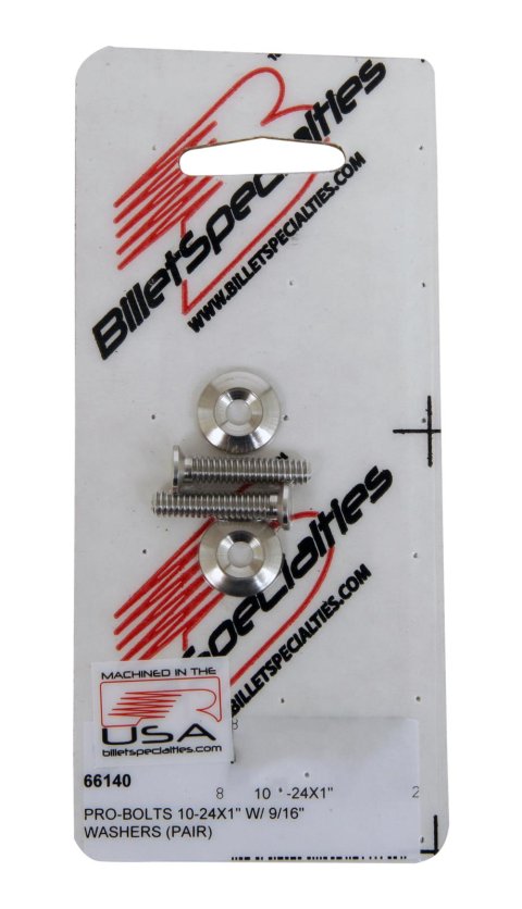 Billet Specialties Pro-Bolts 66140 Fender Bolt, Pro Bolts, 10-24 in, 1 in Long, 9/16 in Washer, Allen Head, Stainless, Natural, Pair
