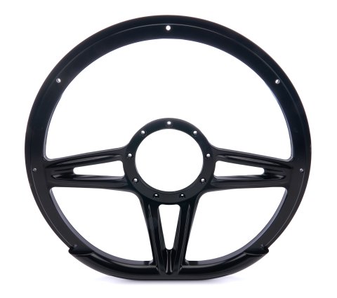 Billet Specialties Half-Wrap Steering Wheels BLK29441 Wheel, VICTORY , Half-Wrap, 14 in. Diameter, D-Shape, 2 in. Dish, Black Anodized, Aluminum, 9 Bolt, Each