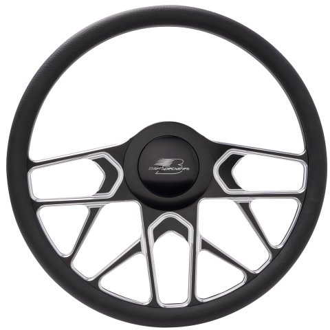 Billet Specialties Half-Wrap Steering Wheels BC34107 Wheel, Half-Wrap, 10-spoke, Black/Natural Aluminum Spokes, Black Leather Grip, 15 1/2 in. Diameter, Each