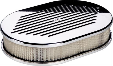 Billet Specialties Air Cleaners 15320 Filter Assembly, Small Oval, Aluminum, Polished, Ball-Milled Design, 2 in. Filter, Each