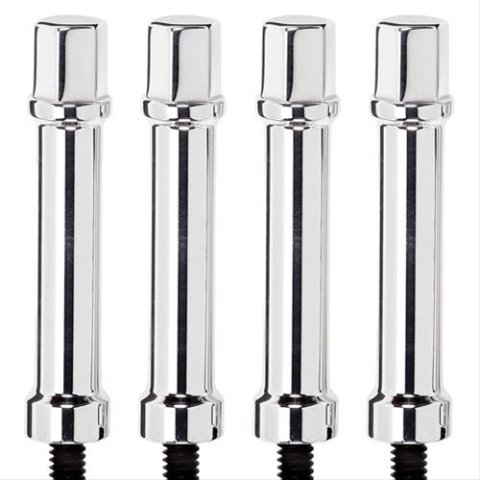 Billet Specialties Valve Cover Hold-Downs 95013 Wing Nuts, Hex Design, Aluminum/Steel, Polished, 1/4 in.-20, 2.875 in. Length, Set of 4