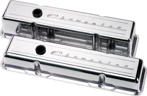 Billet Specialties Diecast Aluminum Valve Covers 95223 Covers, Tall, Aluminum, Polished, Chevrolet Logo, Chevy, Small Block, Pair