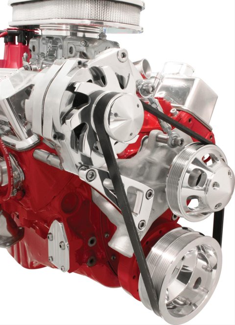 Billet Specialties Polished Alternator Brackets FM0109PC Bracket, Aluminum, Polished, Cylinder Head Mount, Long Water Pump, Chevy, Small Block, Kit