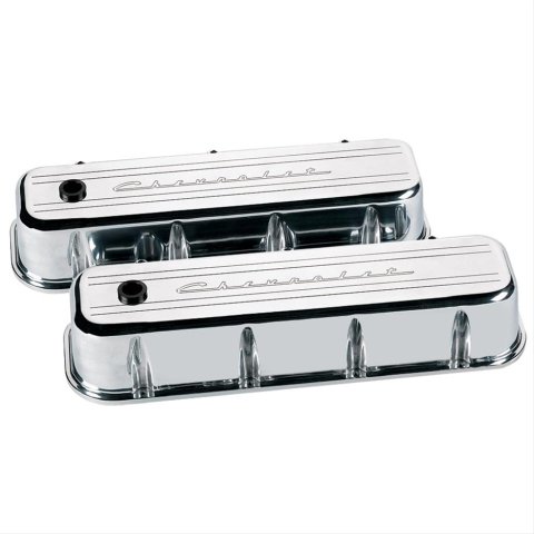 Billet Specialties Diecast Aluminum Valve Covers 96123 Covers, Tall, Aluminum, Polished, Chevy Logo, Chevy, Big Block, Pair