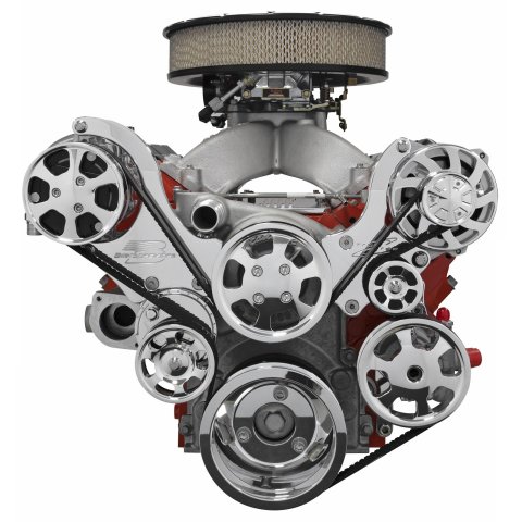 Billet Specialties Tru Trac Serpentine Systems with A/C 13450 Pulley Kit, Performance Ratio, System, Aluminum, Polished, Chevy, Kit