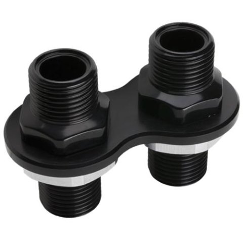 Billet Specialties Heat and Air Conditioning Bulkheads BLK66825 Firewall Bulkhead, 2-Port, Inline, #10, #10, Aluminum, Black Anodized, Each