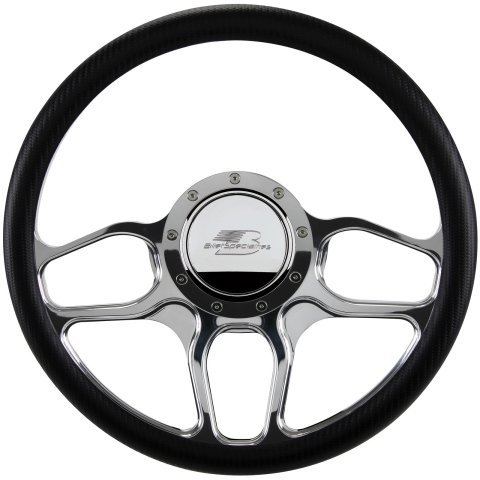Billet Specialties Half-Wrap Steering Wheels 30102 Wheel, Half-Wrap, Win Lite Wheel Style, 3-spoke, Chrome Aluminum Spokes, 2.00 in. Dish, 14 in. Diameter, Custom Color Wrap Available, Each