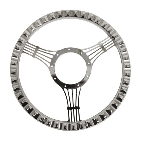 Billet Specialties Half-Wrap Steering Wheels 30925 Wheel, Half-Wrap, Banjo, Aluminum, Polished, 3-Spoke, 14 in. Diameter, 9-Bolt Mount, Each