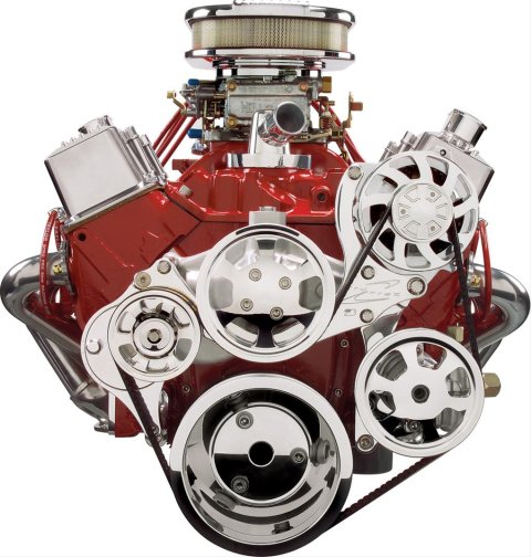 Billet Specialties Tru Trac Serpentine Systems without A/C 13225 Pulley Kit, Serpentine, Aluminum, Polished, Chevy, Small Block, Kit