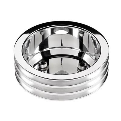 Billet Specialties Crankshaft Pulleys 78230 Pulley, Aluminum, Polished, 3-Groove, V-Belt, 6.438 in. Diameter, Chevy, Each