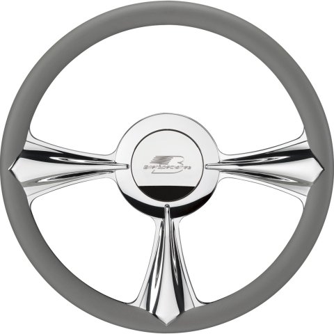 Billet Specialties Half-Wrap Steering Wheels P30092 Wheel, Half-Wrap, Stiletto, Aluminum, Polished, 3-Spoke, 14 in. Diameter, 9-Bolt Mount, Each