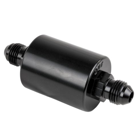 Billet Specialties 40 Microns Fuel Filter with -6 AN Inlet Size BLK42230 Filter, Inline Mount, Aluminum, Black Anodized, Inlet/Outlet, 4.50 in. Length, 1.375 in. O.D, Each