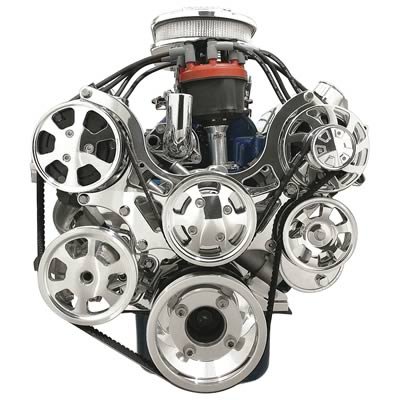 Billet Specialties Tru Trac Serpentine Systems with A/C 13600 Pulley Kit, Trac, Serpentine, Standard Ratio, Aluminum, Polished, Ford, Small Block, Kit