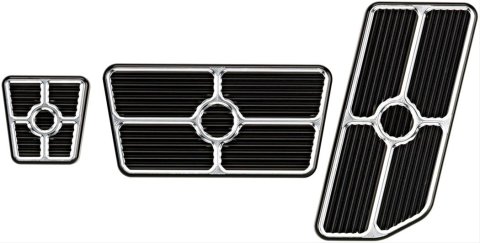 Billet Specialties Universal Pedal Kits 198625 Pads, Aluminum, Black Anodized, Set of 3