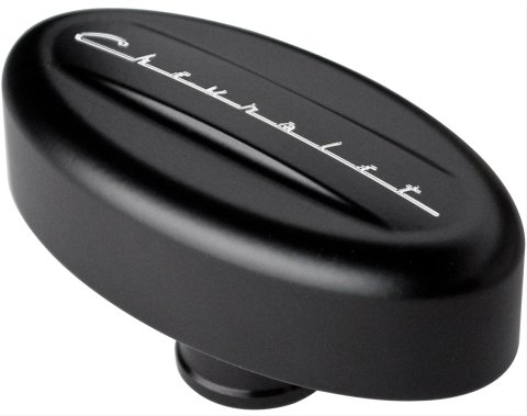 Billet Specialties Valve Cover Breathers BLK20923 Breather, Oval, Push-in, Aluminum, Black Anodized, Chevrolet Logo, Each
