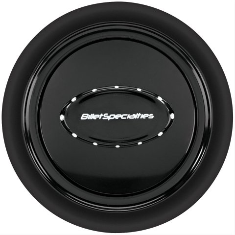 Billet Specialties Horn Buttons 32729 Button, Aluminum, Black, Logo, Smooth Outer Ring, Each