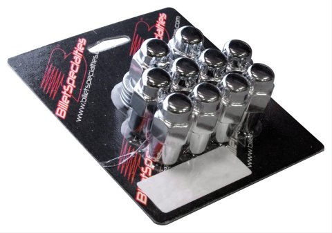 Billet Specialties Lug Nuts 999994 Nuts, .750 in. Shank with Washer, 1/2 in.- 20 RH, Closed End, Chrome Plated Steel, Set of 10