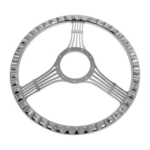 Billet Specialties Half-Wrap Steering Wheels 34925 Wheel, Half-Wrap, Banjo, Aluminum, Polished, 3-Spoke, 15.5 in. Diameter, 9-Bolt Mount, Each
