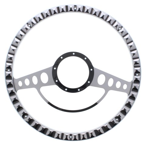 Billet Specialties Half-Wrap Steering Wheels 34725 Wheel, Half-Wrap, Classic, Aluminum, Polished, 2-Spoke, 15.5 in. Diameter, 9-Bolt Mount, Each