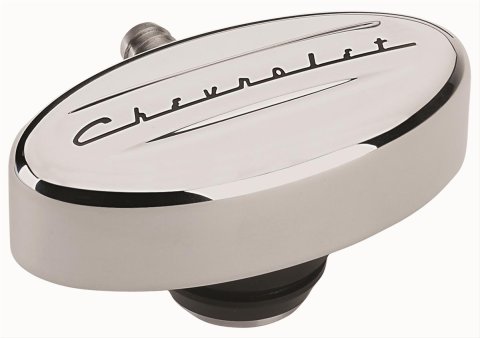 Billet Specialties Valve Cover Breathers 21923 Breather, Oval, Push-in, Aluminum, Polished, Chevrolet Logo, Each