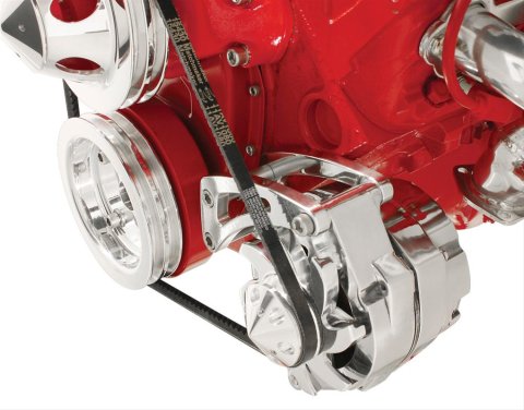Billet Specialties Polished Alternator Brackets FM0105PC Bracket, Aluminum, Polished, Low Mount, Short Water Pump, V-Belt, Chevy, Small Block, Kit