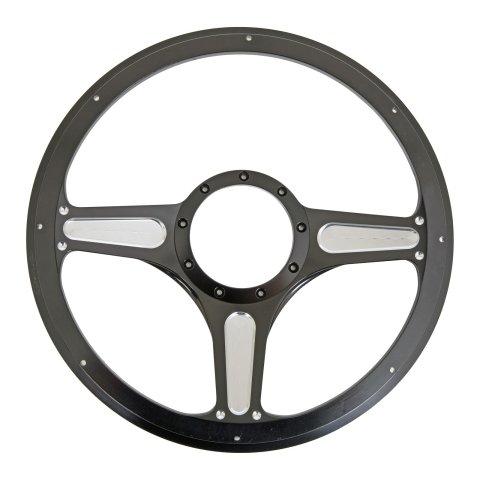 Billet Specialties Half-Wrap Steering Wheels BLK30103 Wheel, Half-Wrap, Street Lite, Aluminum, Black Anodized, 3-Spoke, 14 in. Diameter, 9-Bolt Mount, Each