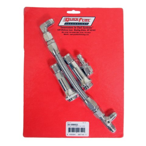 Quick Fuel Carburetor Lines 34-6000SSQFT Line, Braided Stainless Steel, Aluminum, Q-Series, SS-Series, 4150, -6 AN Inlets, 7/8 in.-20 Thread, Kit