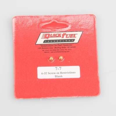 Quick Fuel Carburetor Idle Feed Restrictors 7-7QFT Restrictors, Brass, 6-32 unf, Blank, Drill to Suit, Fuel, 4150/4500, Pair