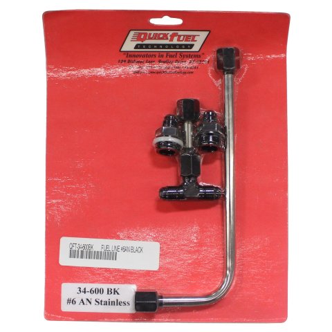 Quick Fuel Carburetor Lines 34-600BKQFT Line, Stainless Steel, 4150 Series, -6 AN Inlet, 7/8 in.-20 Thread, Each