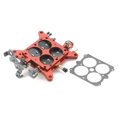 Quick Fuel Billet Carburetor Base Plates 12-850QFT Throttle Body, Aluminum, Red, Steel Plates, 1 3/4 in. Bores, Holley, 4150, Gasoline, Each