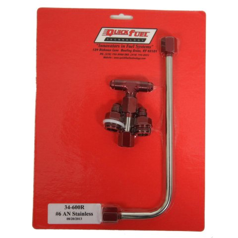 Quick Fuel Carburetor Lines 34-600RQFT Line, Stainless Steel, P-Series, Red, -6 AN Inlet, 7/8 in.-20 Thread, Kit