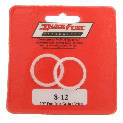 Quick Fuel Carburetor Inlet Fitting Gaskets 8-12QFT Gaskets, Nylon, 7/8 in., Demon, Holley, Fuel, Rochester, Pair