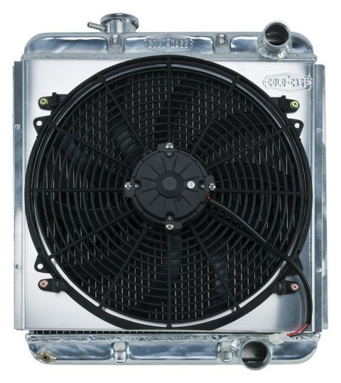 Cold Case Performance Aluminum Radiator Modules for 1964-1966 MUSTANG - FOM564K Radiator, Performance, Module, Aluminum, Polished, Downflow, 2 Row, Singe 16 in. Fan, Ford, Kit