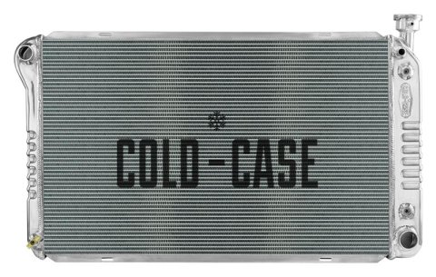 Cold Case Performance Aluminum Radiators GMT572A Radiator, Performance, Aluminum, Polished, Crossflow, 2 Row, with Transmission Cooler, without Oil Cooler, Chevrolet, GMC, Each